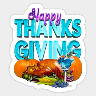 Happy Thanks Giving Turkey Dinner Sticker